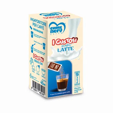 I gustosi 9 bustine di zucchero a latte preparato solubile per caffè gusto latte 45 gr