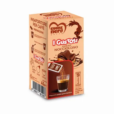 I Gustosi 9 Bustine NOCCIOLOSO preparato solubile per Caffè gusto Gianduia 45gr